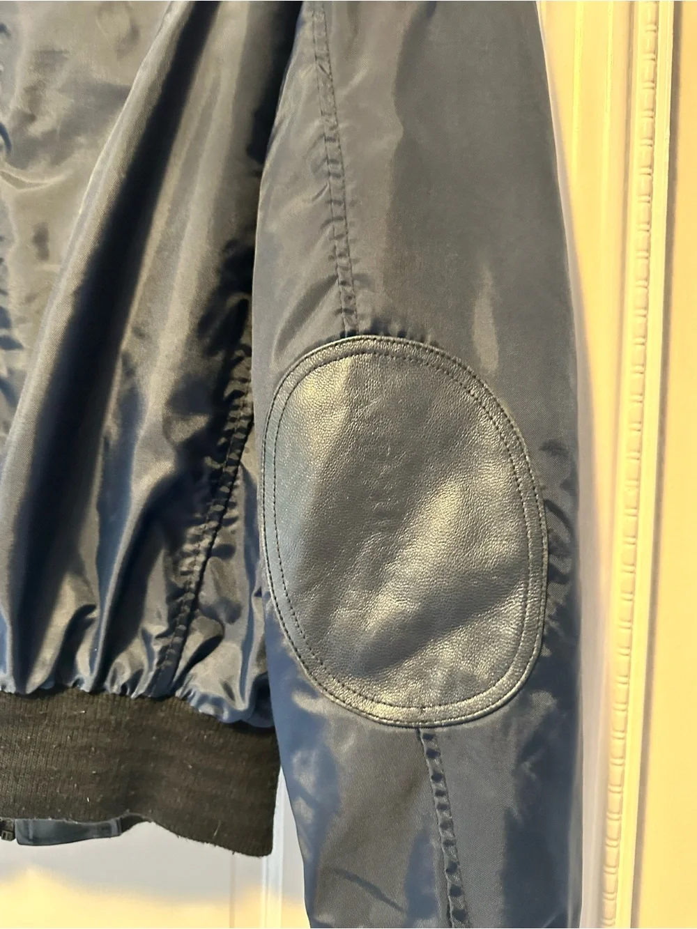 Made in Italy 🇮🇹 Men's Navy Bomber Jacket with leather Trim
